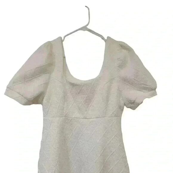 Rihoas Women's Off White Poly The Argyle Embossed Mini Dress NEW - Picture 12 of 16